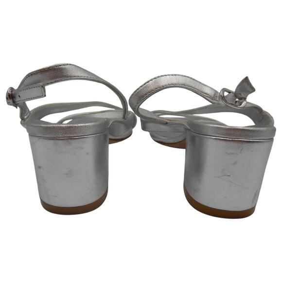 Stuart Weitzman Oasis 50 Sling Back Block Heels Sandals Metallic Silver Size 5B - Picture 3 of 6